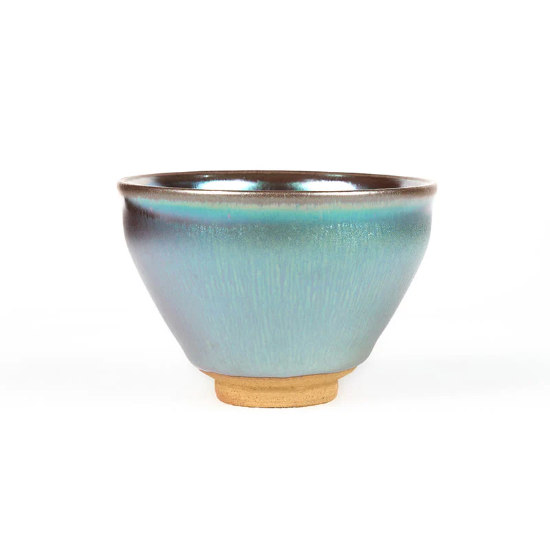 Buddha Stones Handmade Chinese Jianzhan Lotus Flower Blue Purple Ceramic Teacup Kung Fu Tea Cup 150ml