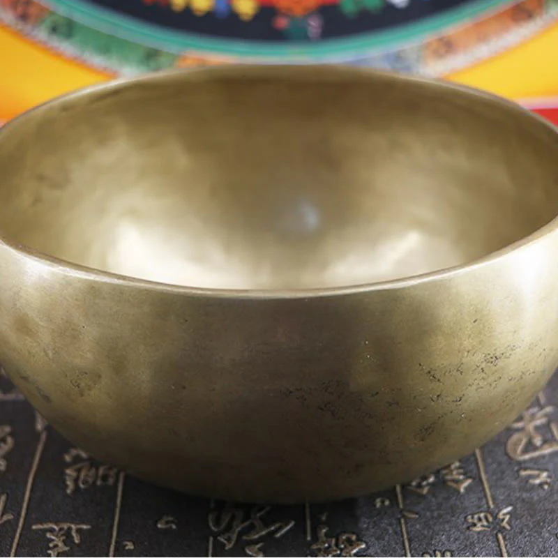 Buddha Stones Handmade Nepal Golden Singing Bowl Simple Design for Healing and Meditation Sound Bowl Set