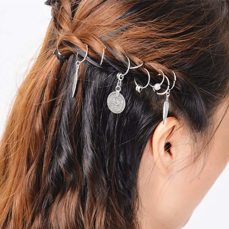 Buddha Stones Antique Leaf Coins Beads Barrette Hair Pins Decoration