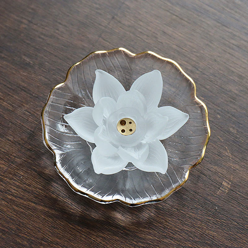 Buddha Stones Mini Lotus Liuli Crystal Healing Meditation Stick Incense Burner