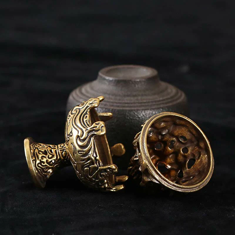 Buddha Stones Tibetan Mini Mountain Pattern Meditation Copper Alloy Incense Burner