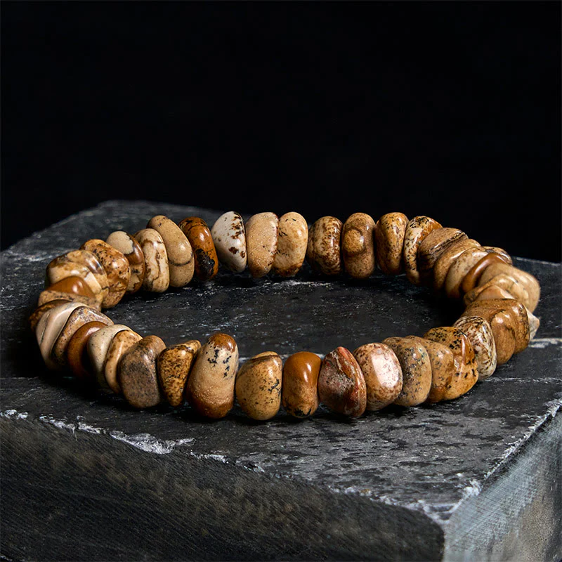 Buddha Stones Picture Jasper Irregular Blocks Balance Bracelet