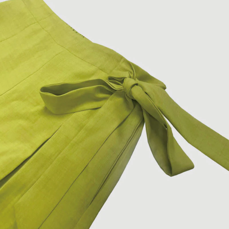 Buddha Stones Spring Casual Retro Plain Drawstring Women's Wide Leg Pants With Pockets