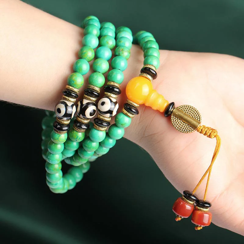 Buddha Stones Tibetan Turquoise Mala Balance Necklace Bracelet
