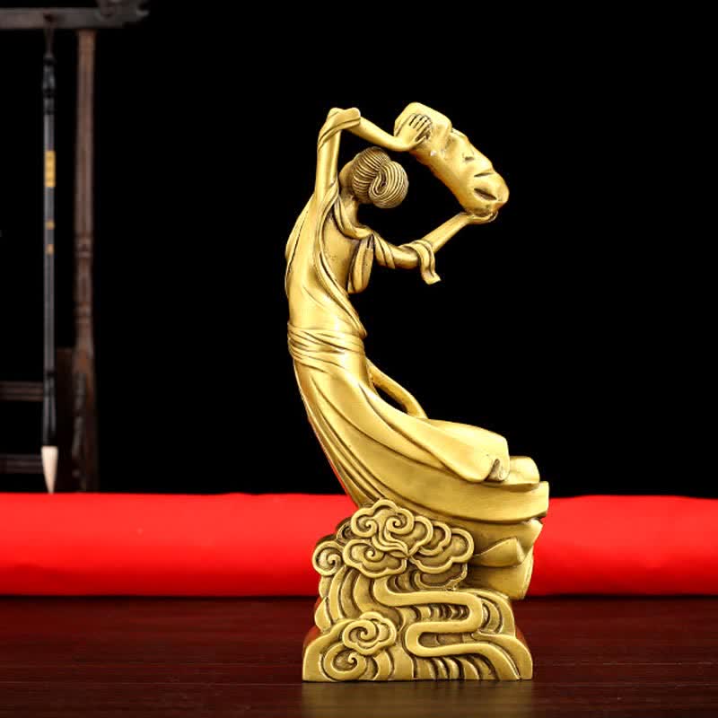 Buddha Stones Bodhisattva Nuwa Mends The Sky Protection Copper Statue Decoration