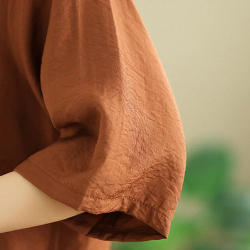 Buddha Stones 2pcs Casual Women's Stand Collar Shirt Loose Pants Meditation Clothing Set