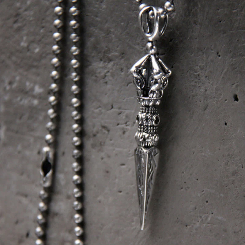 Buddha Stones 925 Sterling Silver Dorje Vajra Enlightenment Necklace Chain Pendant