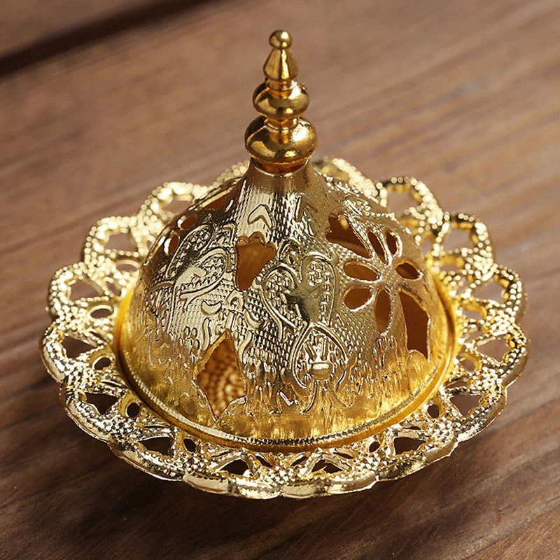 Buddha Stones Gold Gourd Star Feather Spiritual Meditation Mini Alloy Metal Incense Burner