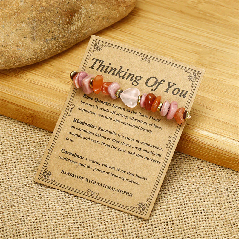 Buddha Stones Thinking Of You Rose Quartz Rhodonite Carnelian Relationships Bracelet