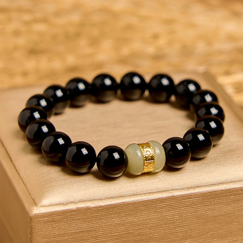 Buddha Stones Natural Black Onyx Jade Support Bracelet