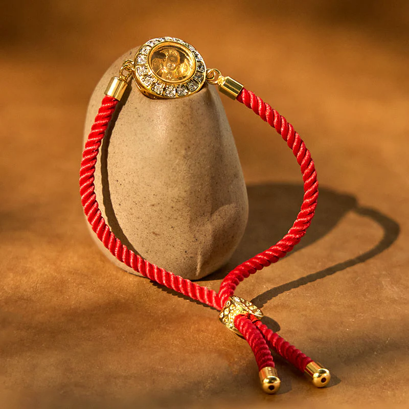 Buddha Stones Copper Brass Feng Sheng Shui Qi Rotatable Windmill Red String Faith Braided Bracelet