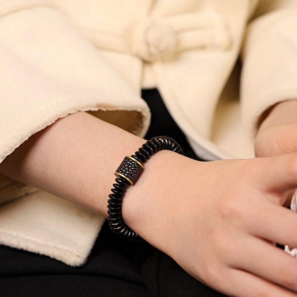 Buddha Stones Tibetan Coconut Shell Auspicious Clouds Positive Bracelet