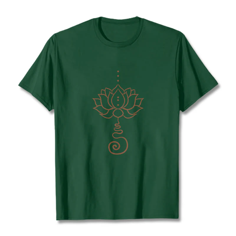 Buddha Stones Casual Lotus Design Cotton Tee T-shirt