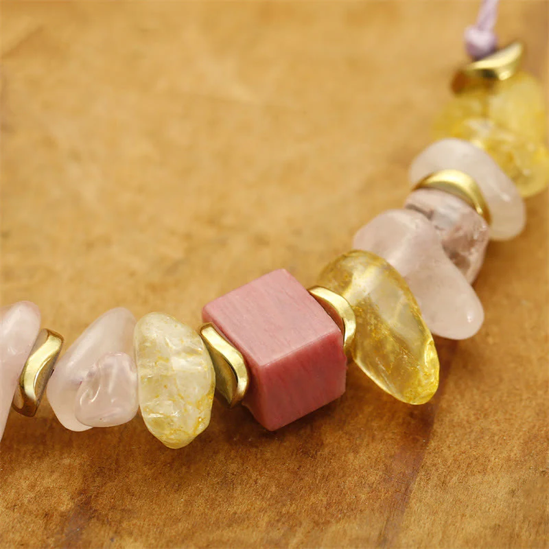 Buddha Stones Thank You Rose Quartz Citrine Rhodonite Passionate Bracelet