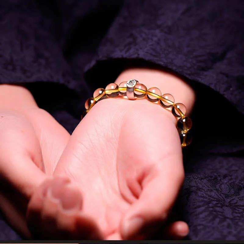 Buddha Stones 925 Sterling Silver Chinese Zodiac Natal Buddha Citrine Protection Bracelet