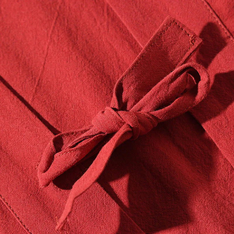 Buddha Stones Embroidery Flying White Cranes Cotton Linen Open Front Jacket Men's Kimono