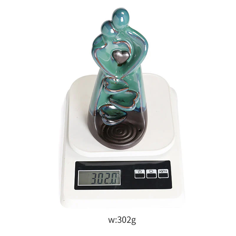 Buddha Stones Lovers Couple Embrace Love Ceramic Backflow Smoke Fountain Healing Incense Burner Decoration