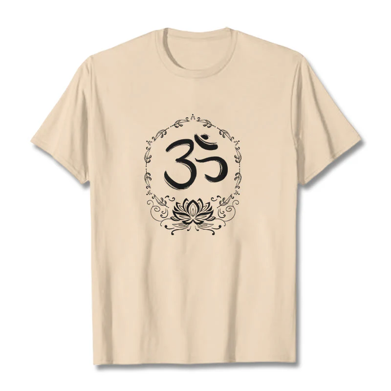 Buddha Stones OM Lotus Sketch Cotton Tee T-shirt