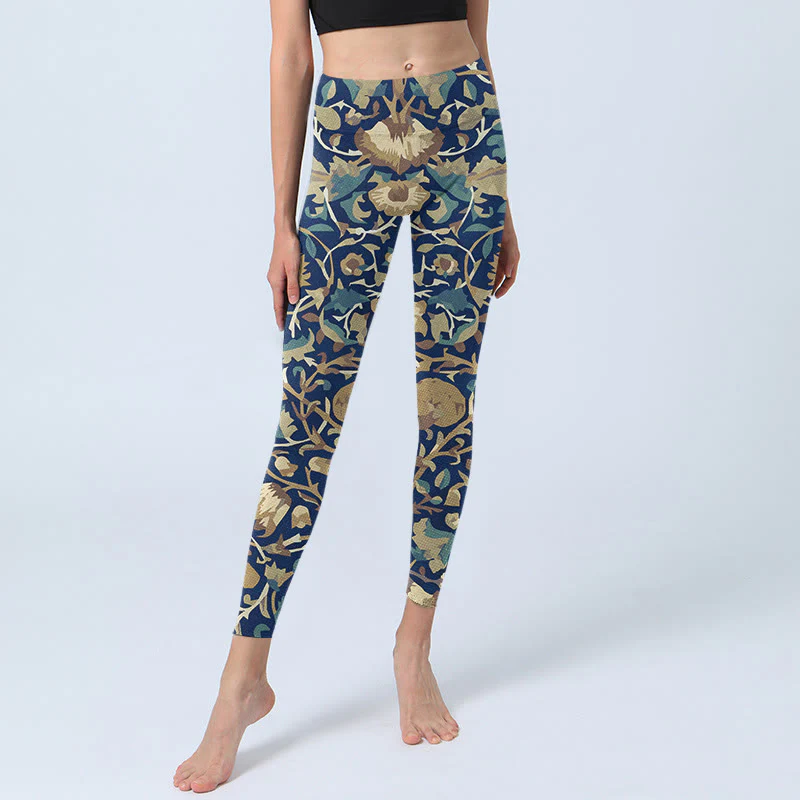 Buddha Stones Interconnected Lotus Flowers Pattern Gym Leggings Women's Yoga Pants