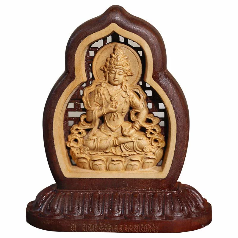 Buddha Stones Vajrasattva Buddha Wood Engraved Compassion Statue Figurine Decoration