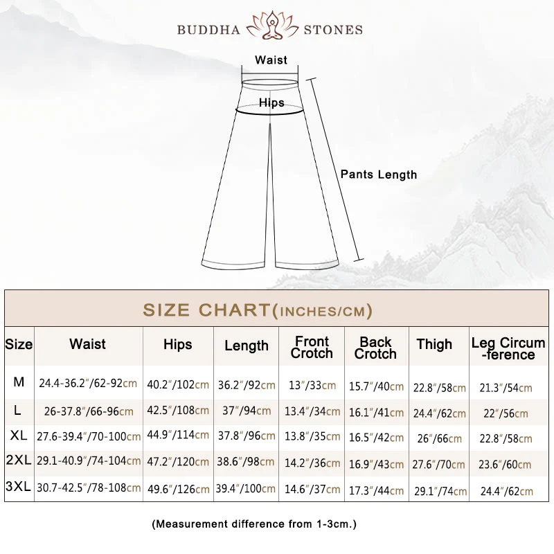 Buddha Stones Women Casual Loose Cotton Linen Embroidery Wide Leg Pants With Pockets