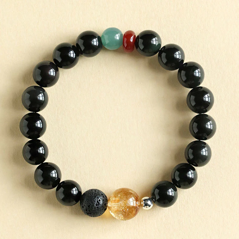 Buddha Stones Natural Black Obsidian Beads Strength Fulfillment Bracelet