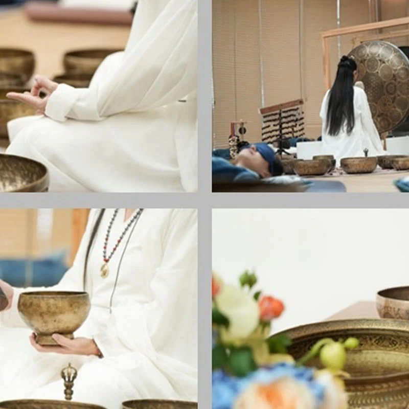 Buddha Stones Handmade Nepal Golden Singing Bowl for Healing and Meditation Sound Bowl Set