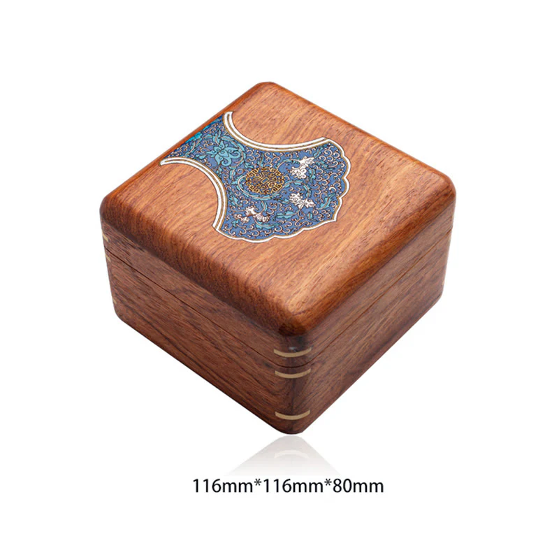 Buddha Stones Antique Flower Leaf Handmade Rosewood Jewelry Storage Box Wooden Gift Organizer Box