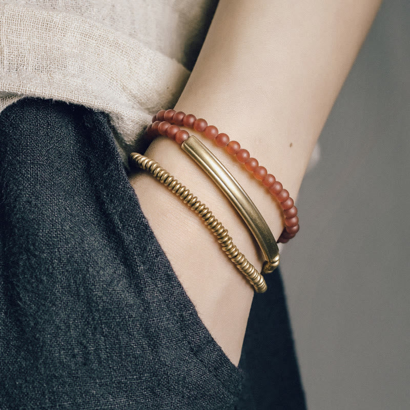 Tibetan Various Agate Stone Copper Protection Triple Wrap Bracelet (Extra 30% Off | USE CODE: FS30)