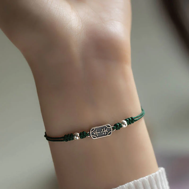 Buddha Stones Handmade 925 Sterling Silver Peace And Joy Safe Well Protection Braided Bracelet