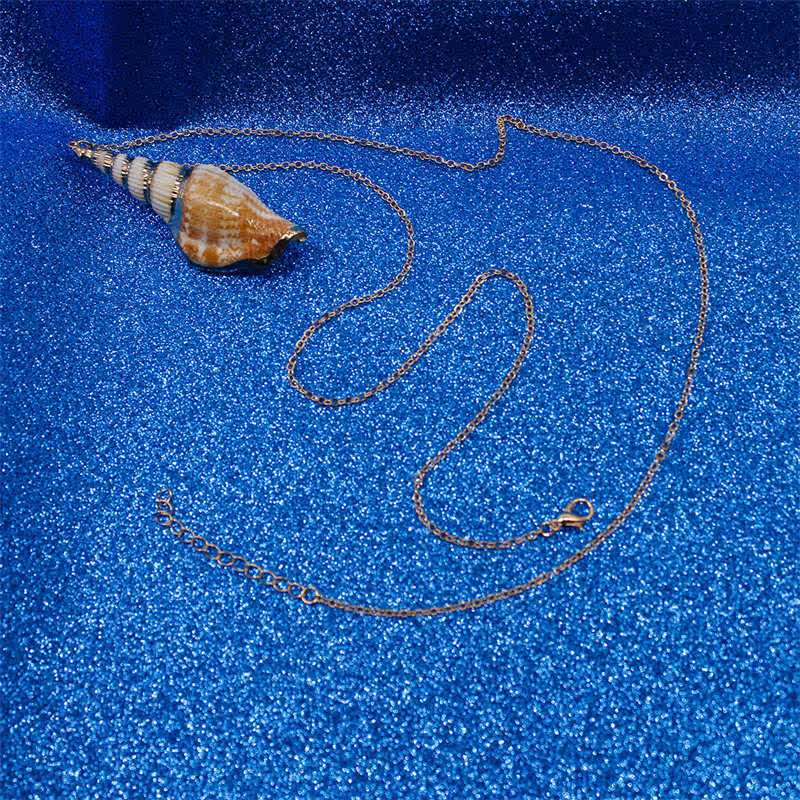 Buddha Stones Natural Shankha Conch Shell Seashell Lucky Necklace Pendant