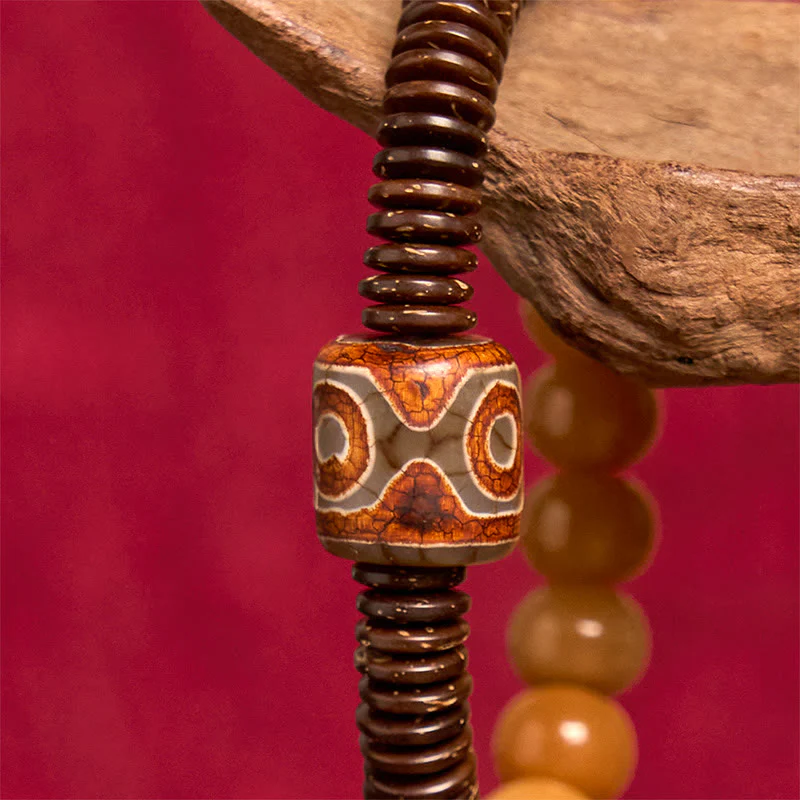 Buddha Stones Tibetan Bodhi Seed Dzi Bead Coconut Shell Wisdom Bracelet