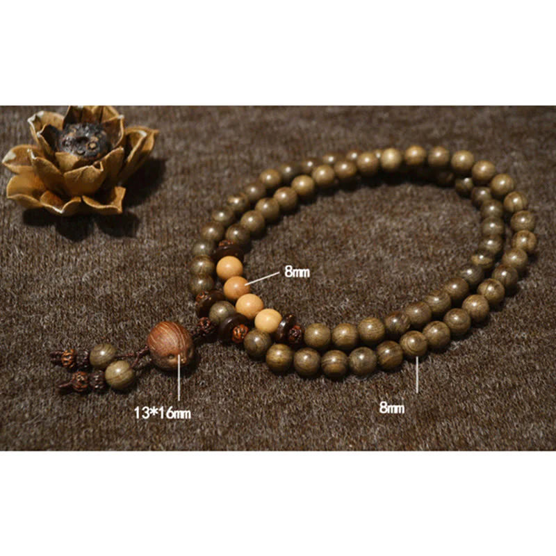 Buddha Stones Tibetan Sandalwood Protection Charm Mala Bracelet