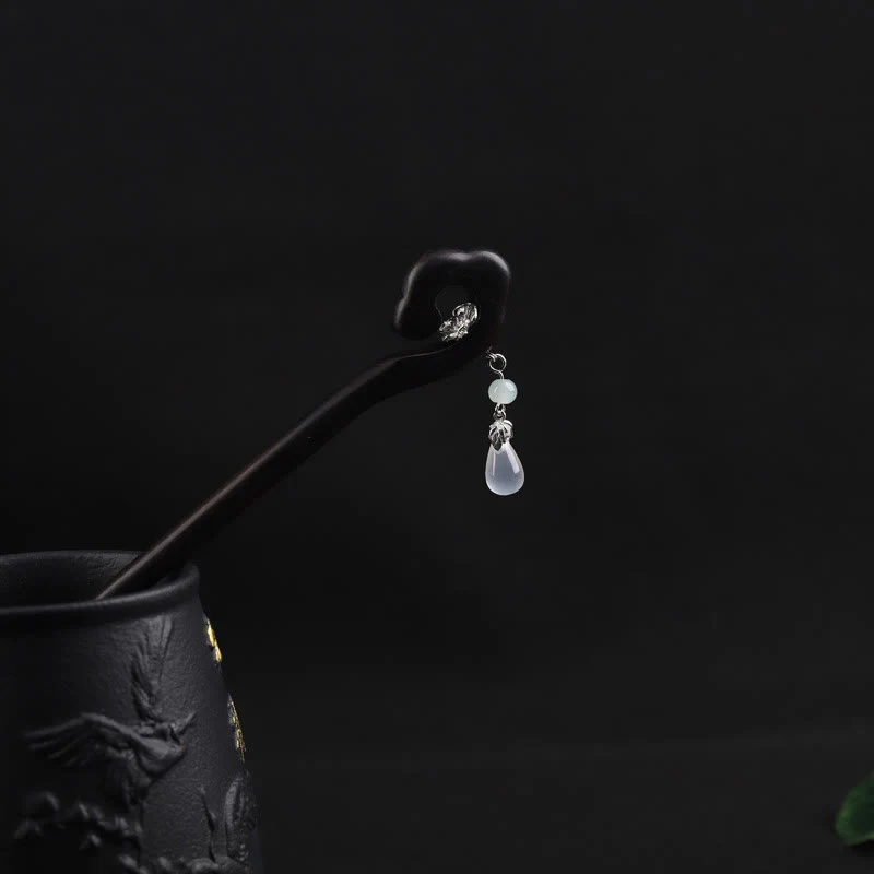 Buddha Stones Ebony Auspicious Cloud Courage Hairpin