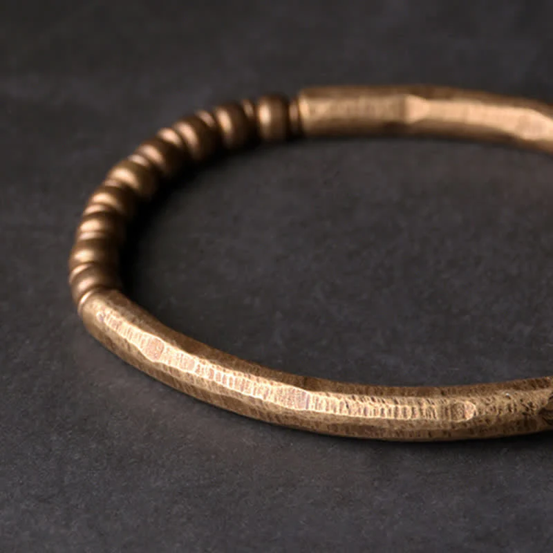 Buddha Stones Lava Rock Stone Copper Balance Cuff Bracelet Bangle