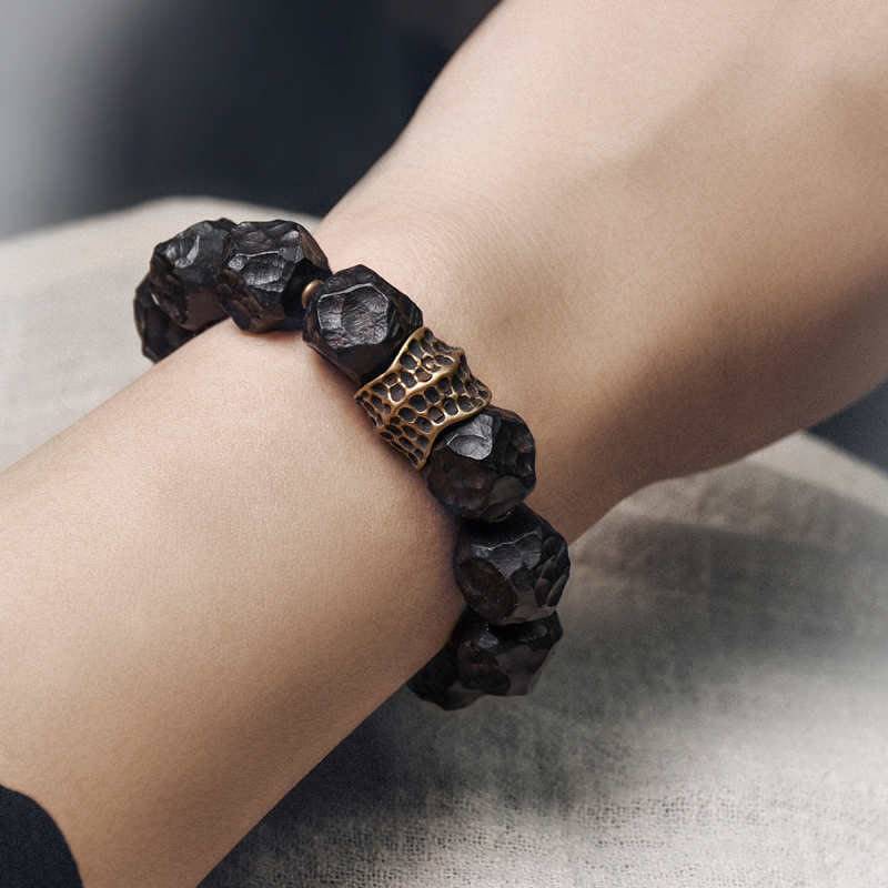 Buddha Stones Ebony Wood Copper Peace Balance Couple Bracelet