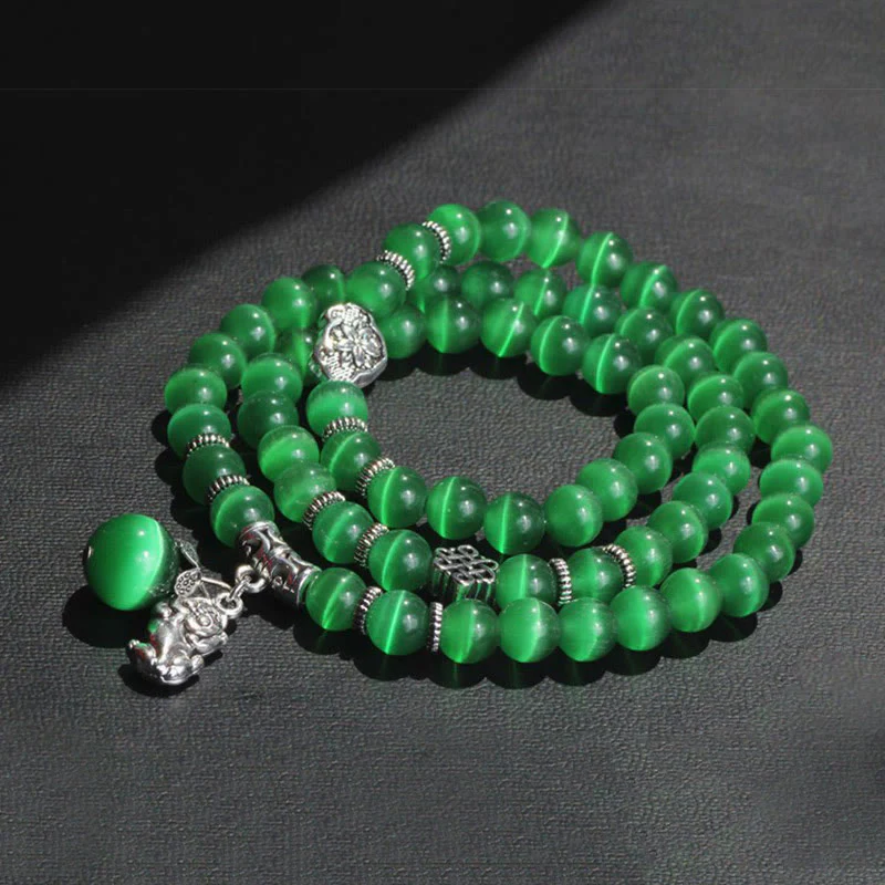 Buddha Stones Cat Eye PiXiu Support Triple Wrap Bracelet