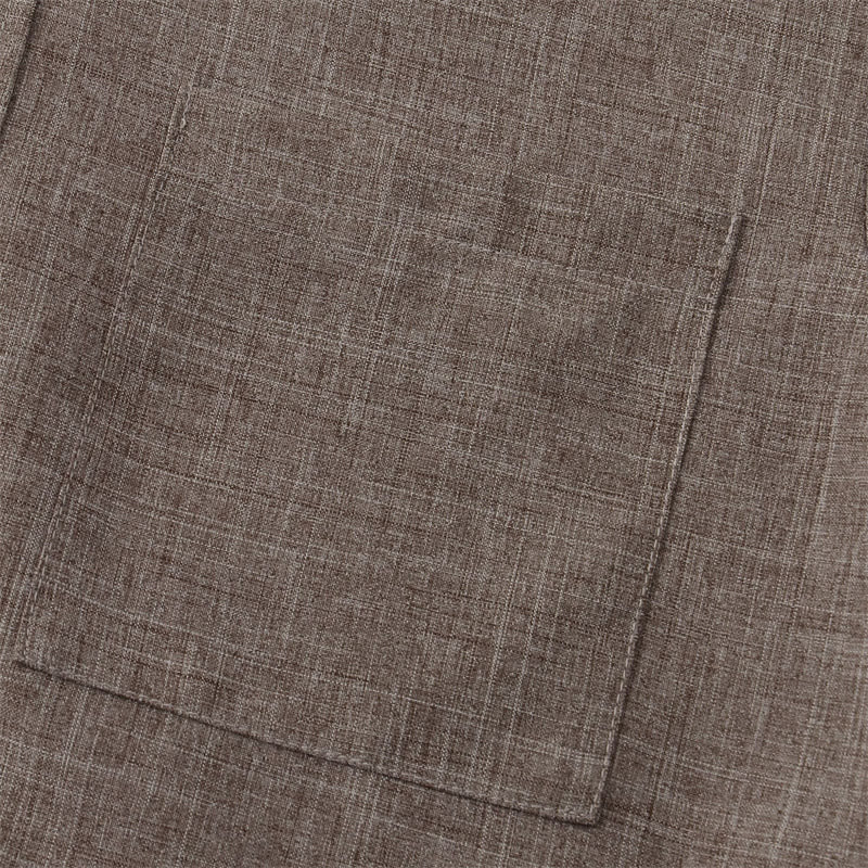 Buddha Stones Summer Men's Button Plain Short Sleeve Cotton Shirt With Pocket