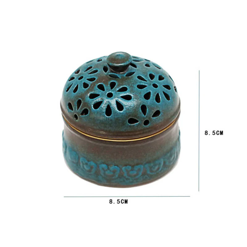 Buddha Stones Mini Hollow Spiritual Meditation Ceramic Small Incense Burner Decoration