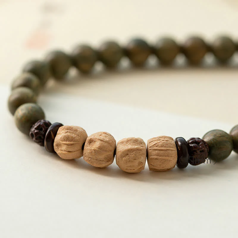 Buddha Stones Green Sandalwood Positive Peace Bracelet
