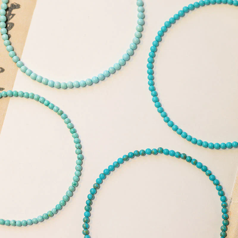 Buddha Stones 2mm Turquoise Ultra-thin Beads 14k Gold Plated Copper Wisdom Bracelet