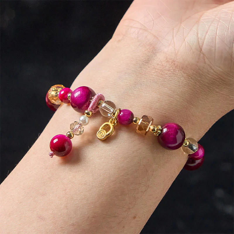 Buddha Stones Natural Red Tiger Eye Green Tiger Eye Beads Weight Balance Bracelet