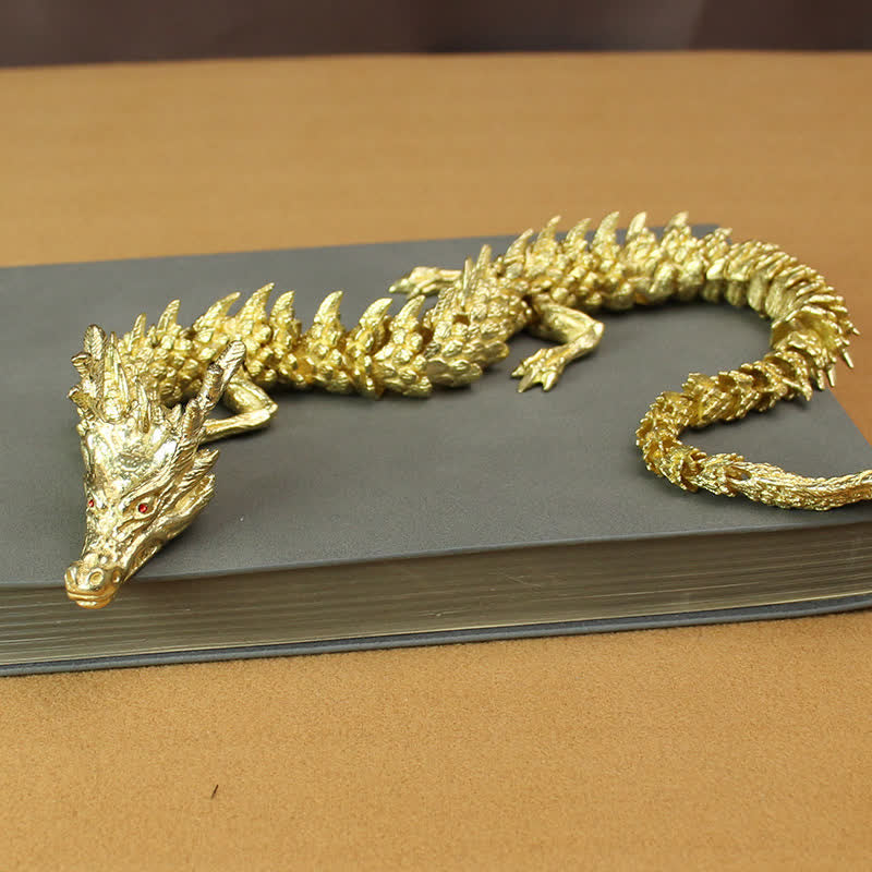 Buddha Stones Brass Copper Dragon Wealth Luck Protection Statue Figurine Home Decoration