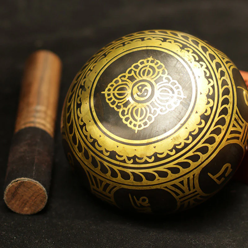 Buddha Stones Tibetan Meditation Sound Bowl Handcrafted for Healing and Mindfulness Support Protection Singing Bowl Set