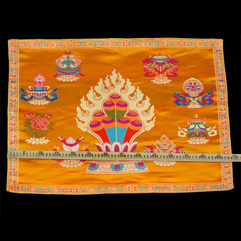 Buddha Stones Prayer Altar Mat Healing Meditation 8 Auspicious Symbols Mat
