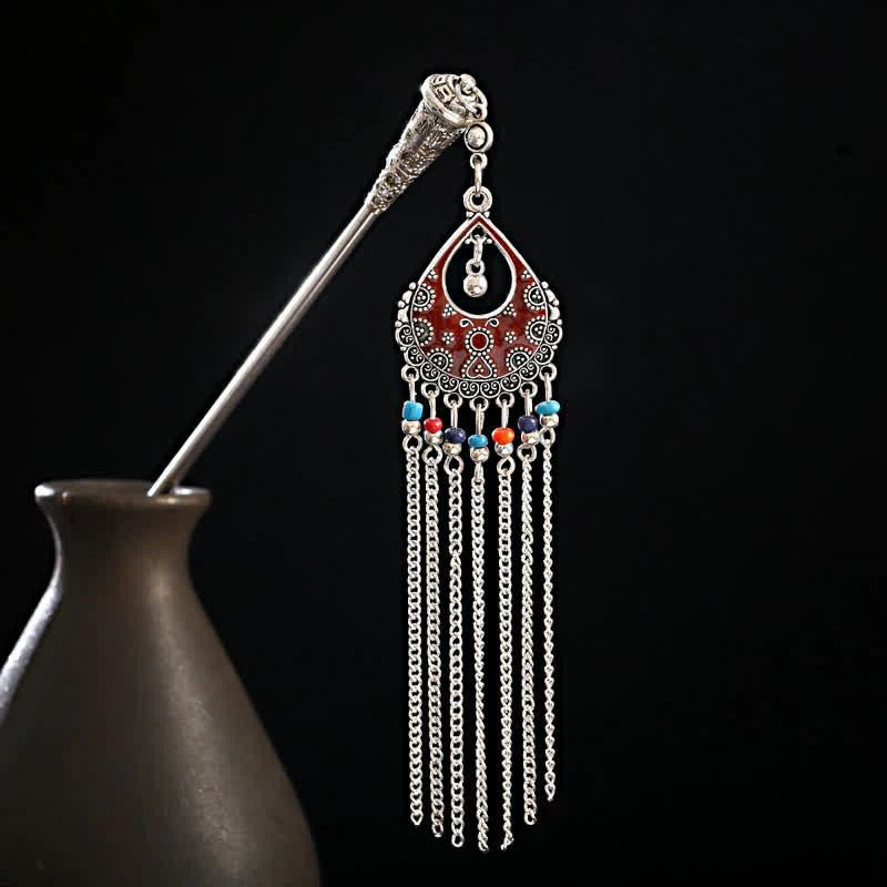 Buddha Stones Water Drop Lily of the Valley Flowers Tassels Confidence Hairpin