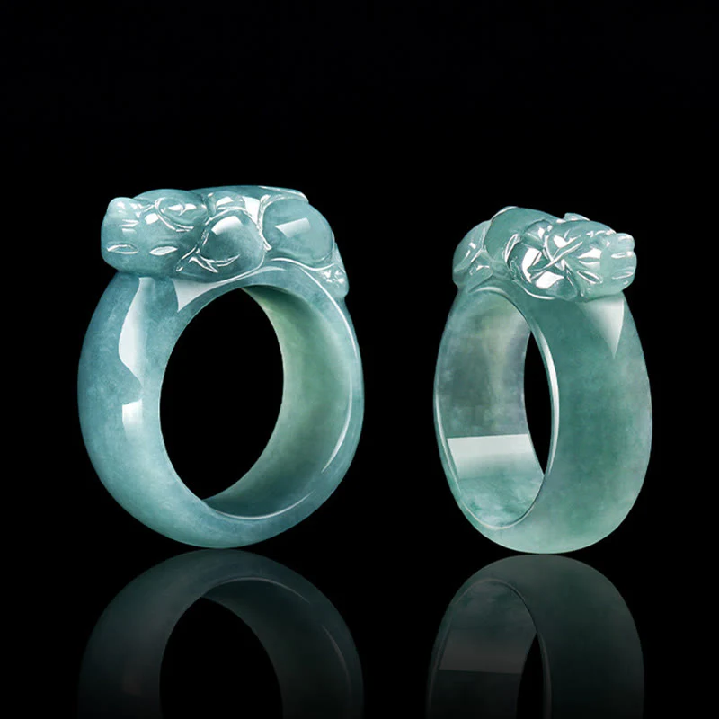 Buddha Stones Fengshui Wealth Prosperity Jade PiXiu Luck Ring