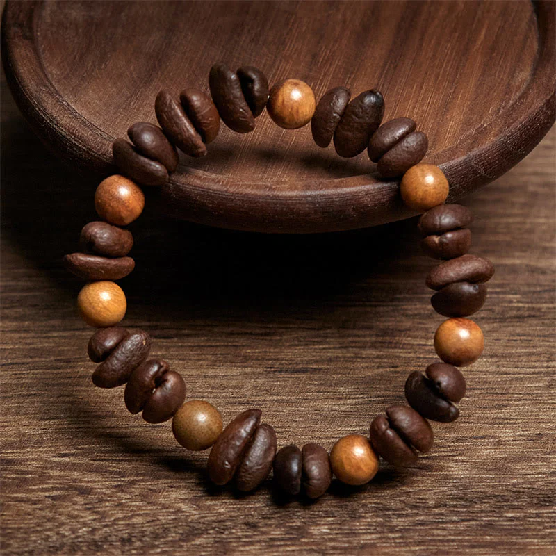 Buddha Stones Natural Coffee Beans Green Sandalwood Positive Bracelet