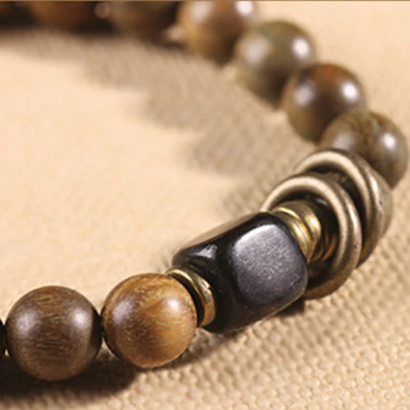 Buddha Stones Tibetan Green Sandalwood Crystal Soothing Peace Bracelet