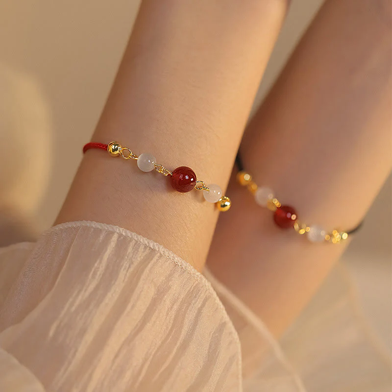 Buddha Stones Red Agate Cat Eye Braided String Confidence Bracelet